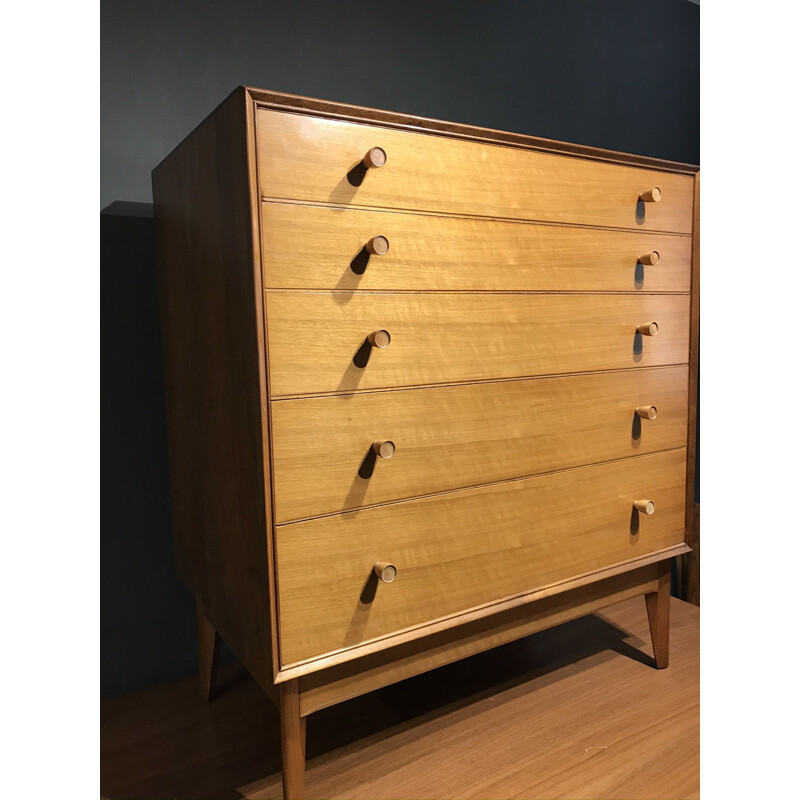 Vintage Walnut Chest of Drawers by Alfred Cox, 1950s