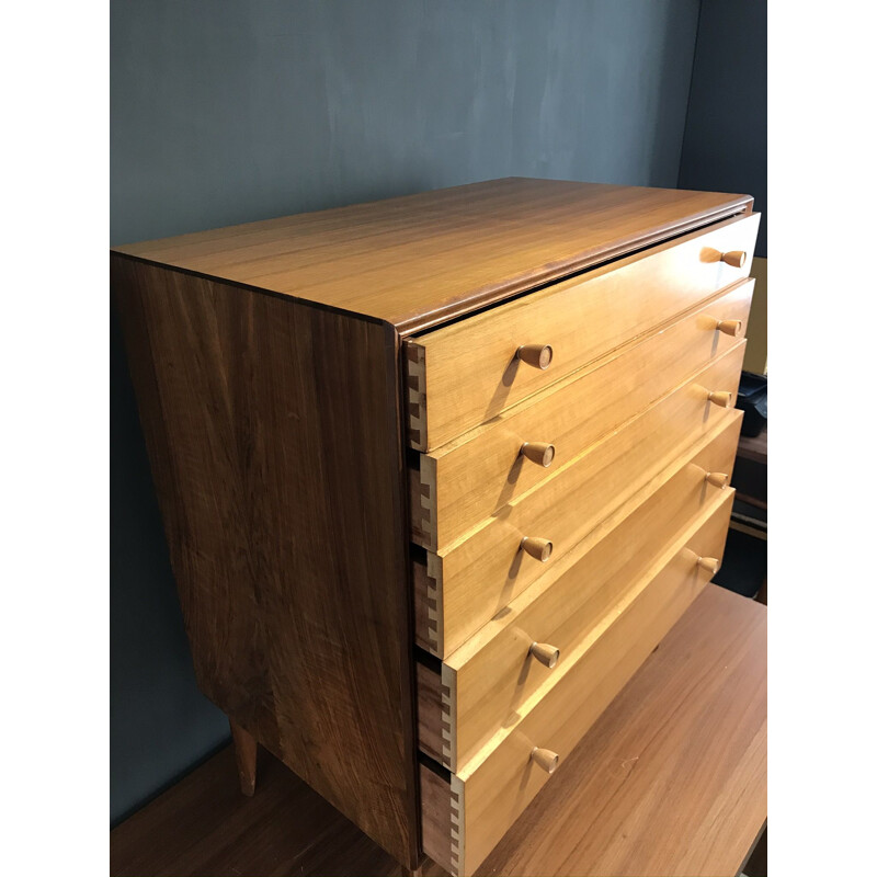 Vintage Walnut Chest of Drawers by Alfred Cox, 1950s