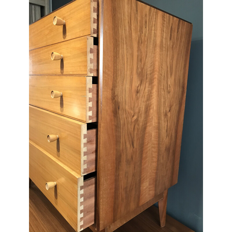 Vintage Walnut Chest of Drawers by Alfred Cox, 1950s