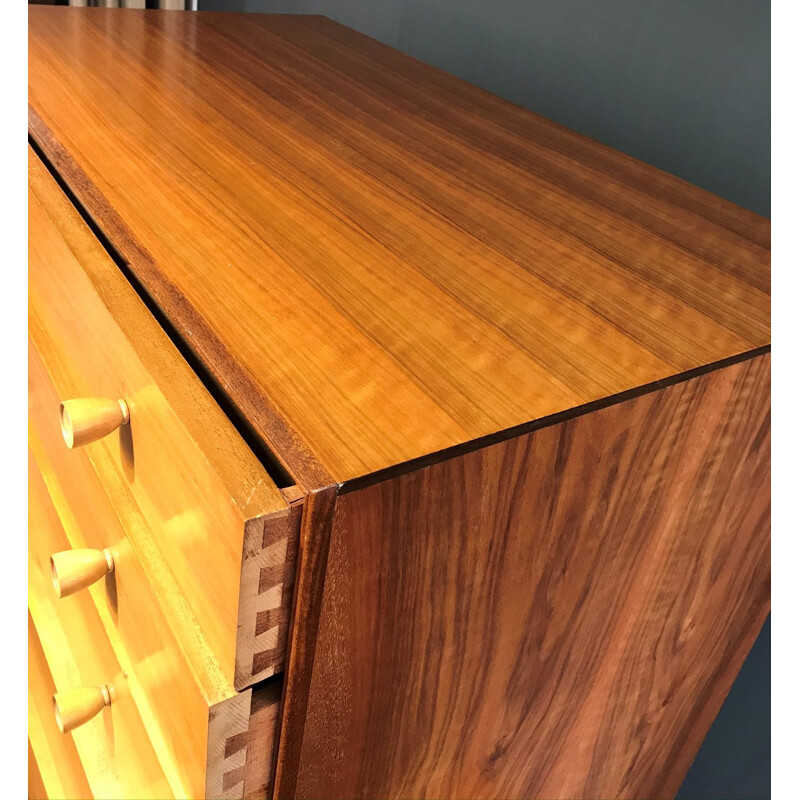 Vintage Walnut Chest of Drawers by Alfred Cox, 1950s