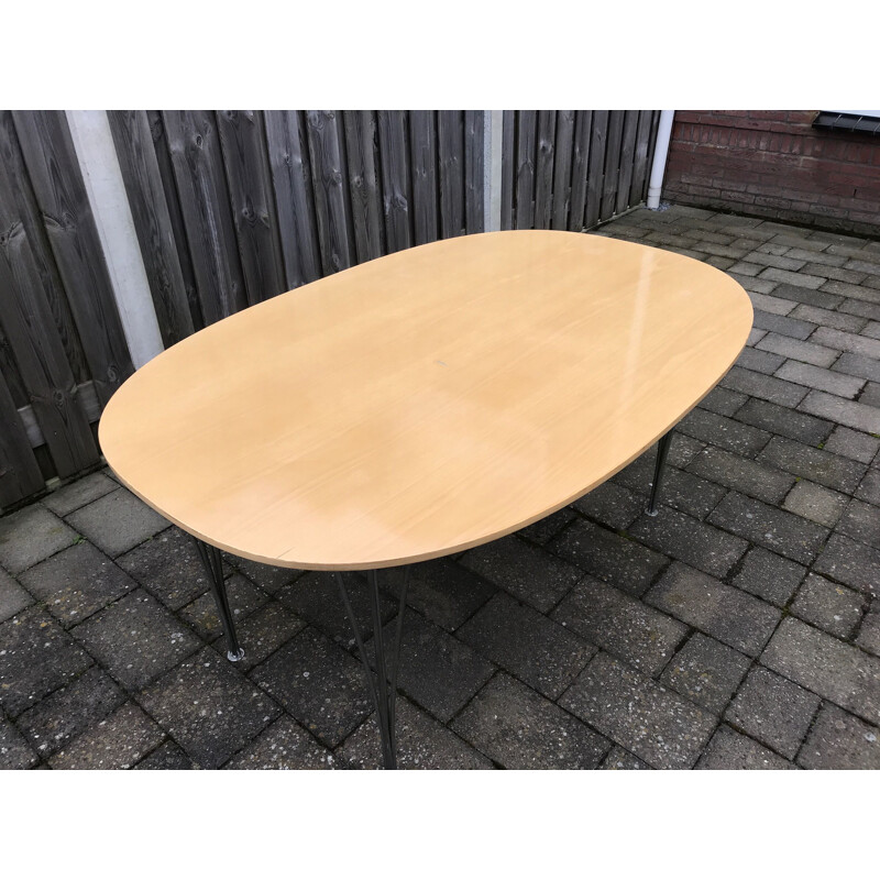 Vintage B612 Super Elliptical beech dining table by Arne Jacobsen, Bruno Matthson and Piet Hein for Fritz Hansen 1990s