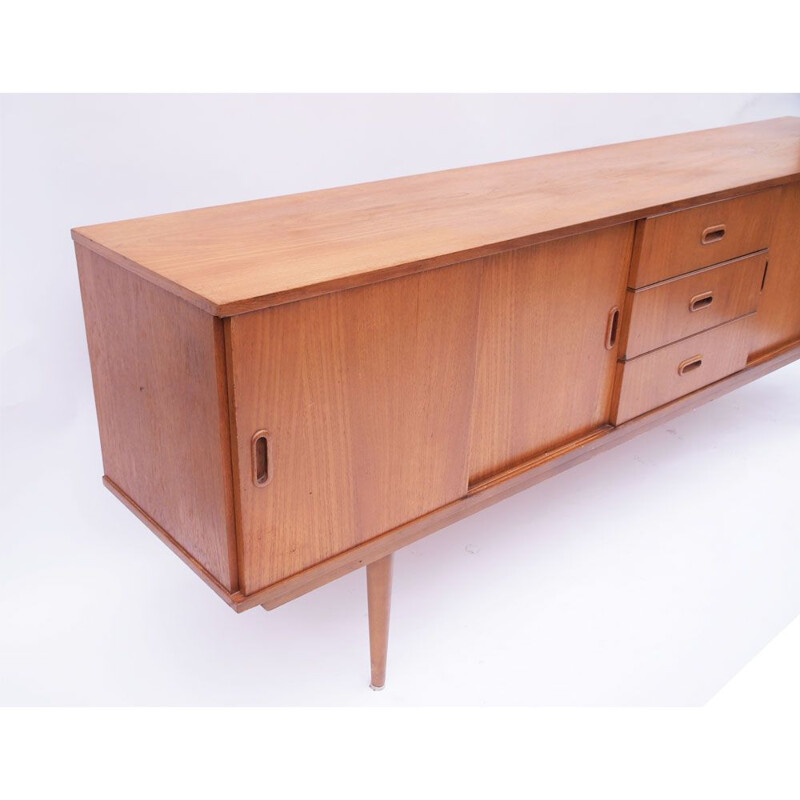 Scandinavian long sideboard with vintage sliding doors 