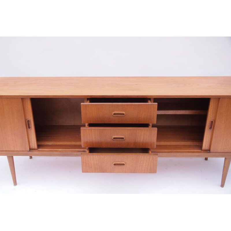 Scandinavian long sideboard with vintage sliding doors 