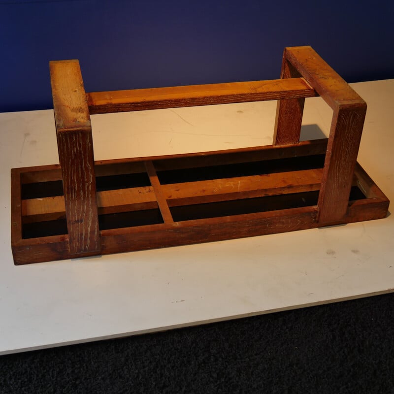 Vintage oakwood and black opaline coffee table, France 1940