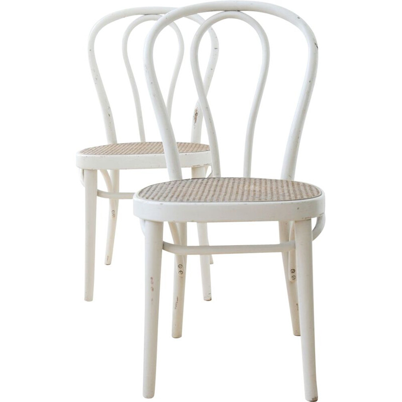 Set of 2 bentwood cane vintage dining chairs