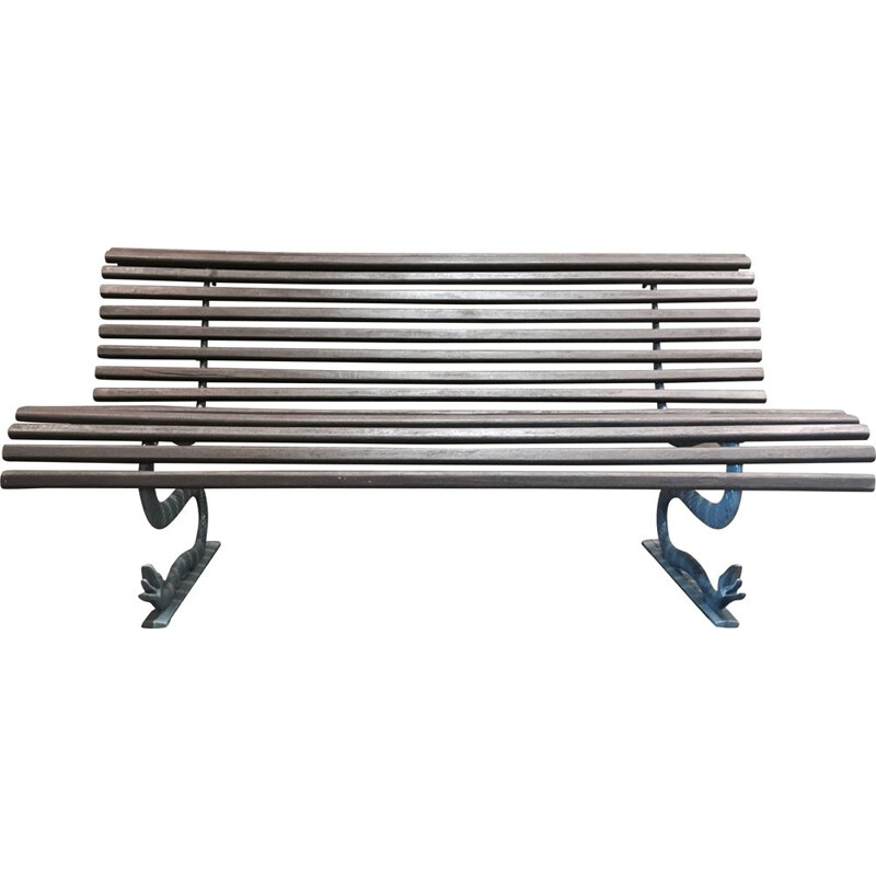 Outdoor bench vintage wood and metal