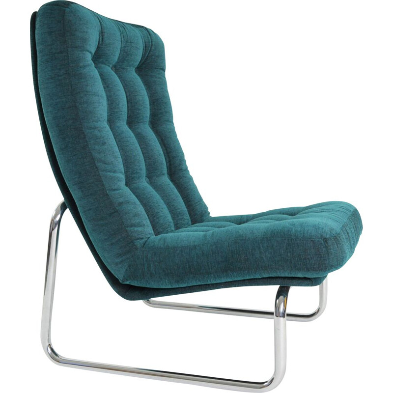 Vintage chrome-plated armchair duck green