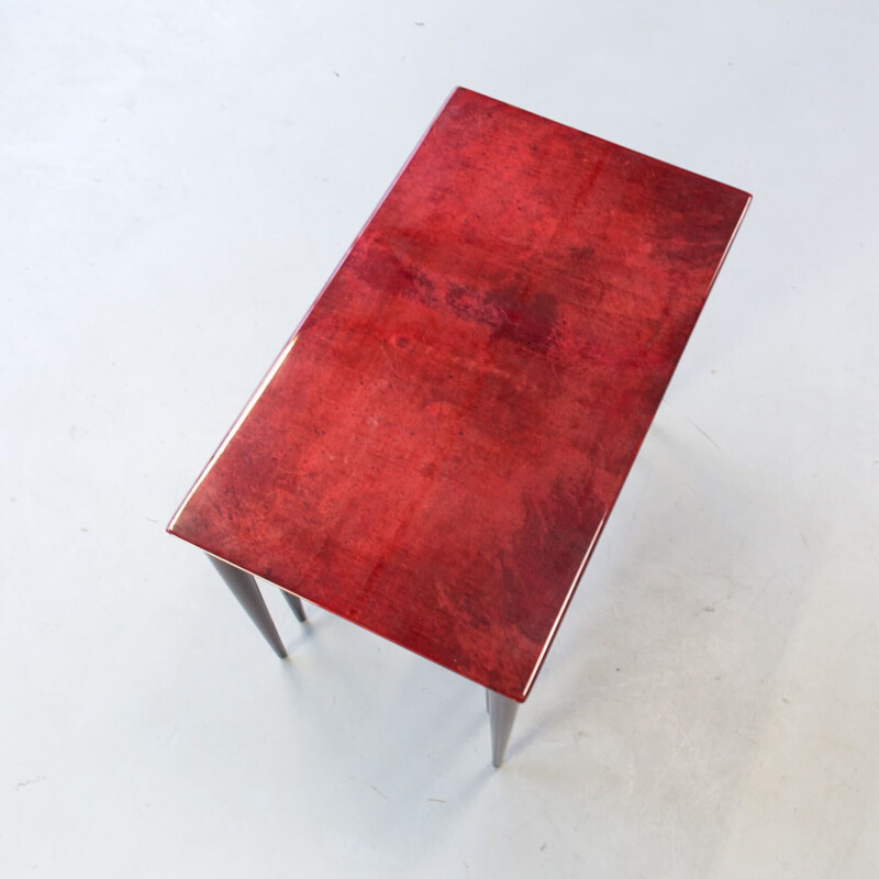 Vintage Nesting Tables in red goat skin by Aldo Tura for Tura Milano 1960