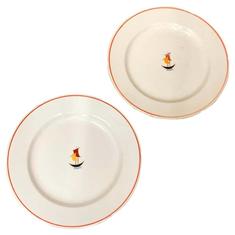 Set of Two Ceramic Plates by Gio Ponti for S.C. Richard 1935