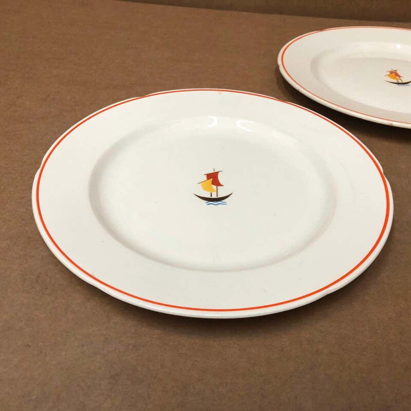 Paire de plats en céramique de Gio Ponti pour le S.C. Richard 1935