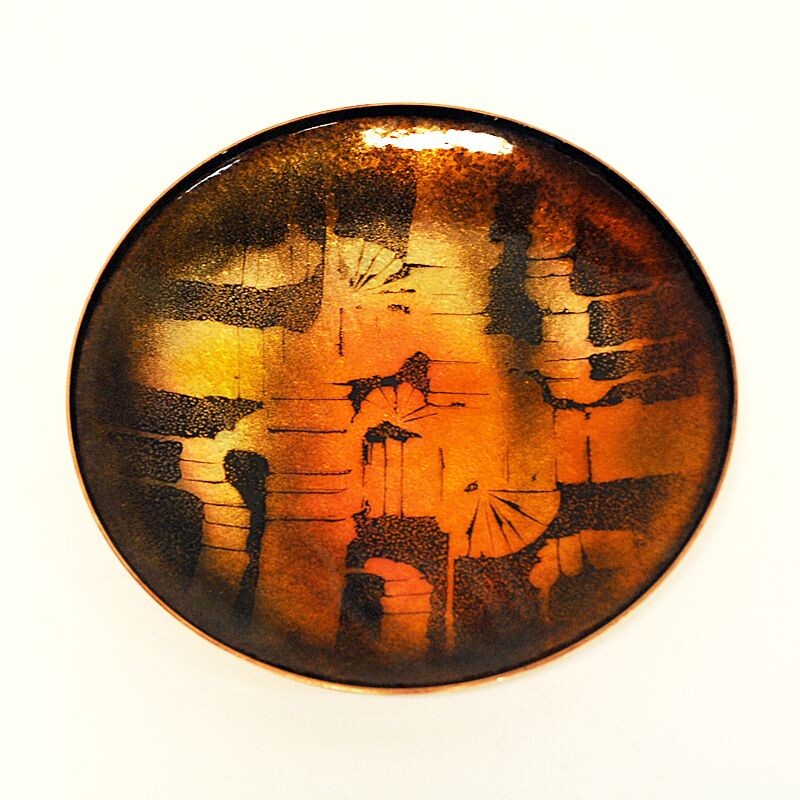 Vintage enamelled copper dish by Drangsgaard, Norway 1960s