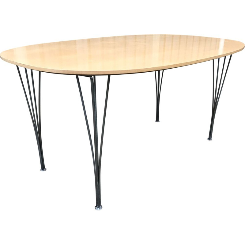 Vintage B612 Super Elliptical beech dining table by Arne Jacobsen, Bruno Matthson and Piet Hein for Fritz Hansen 1990s