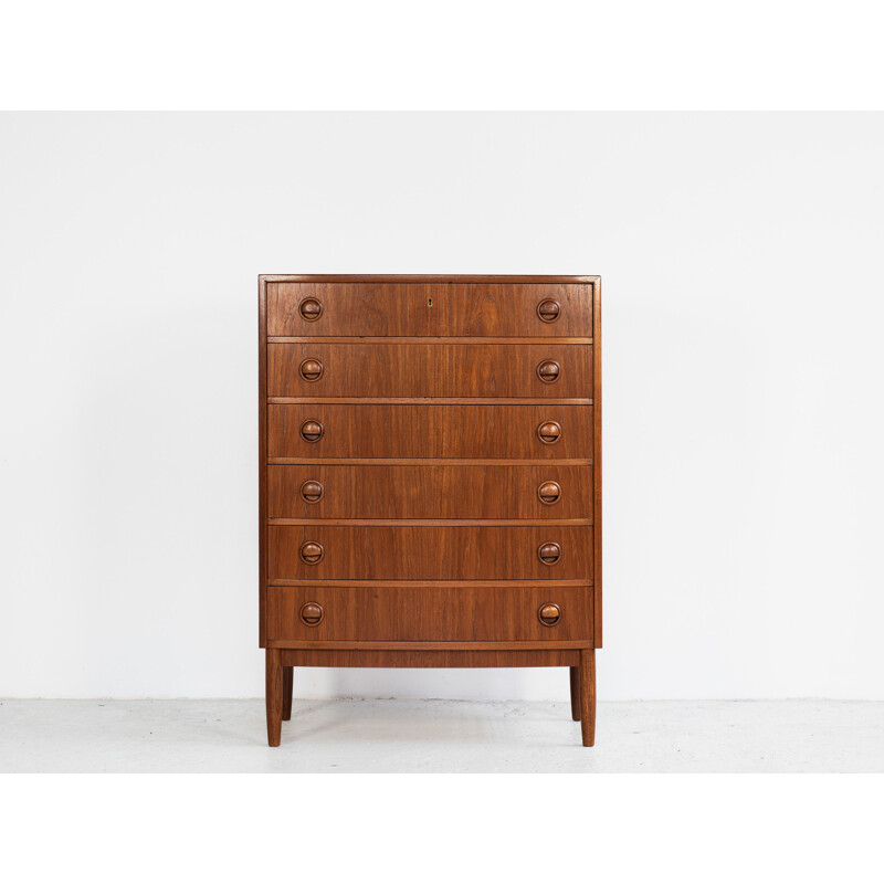 Danish Midcentury chest of 6 drawers in teak with bowed front by Kai Kristiansen 1960s