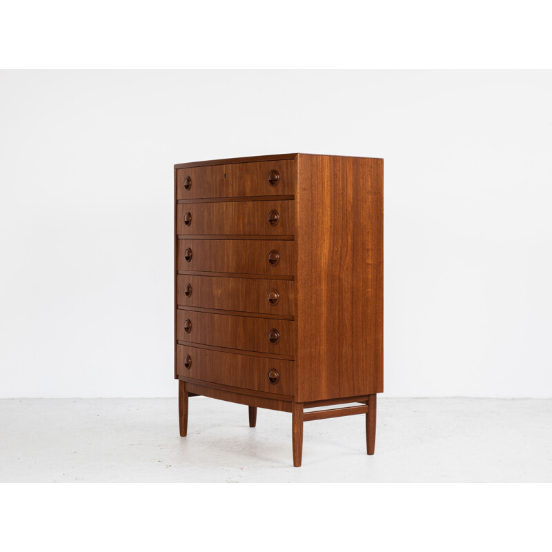 Danish Midcentury chest of 6 drawers in teak with bowed front by Kai Kristiansen 1960s