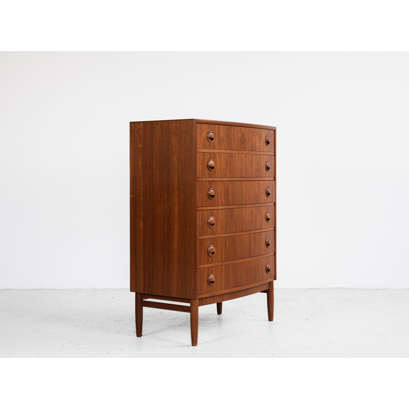 Danish Midcentury chest of 6 drawers in teak with bowed front by Kai Kristiansen 1960s