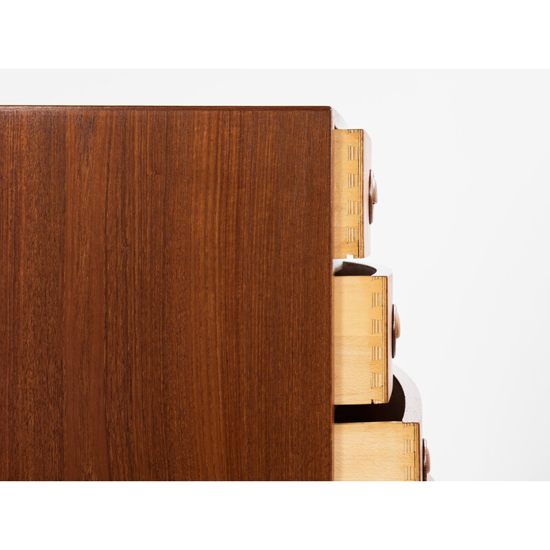 Danish Midcentury chest of 6 drawers in teak with bowed front by Kai Kristiansen 1960s