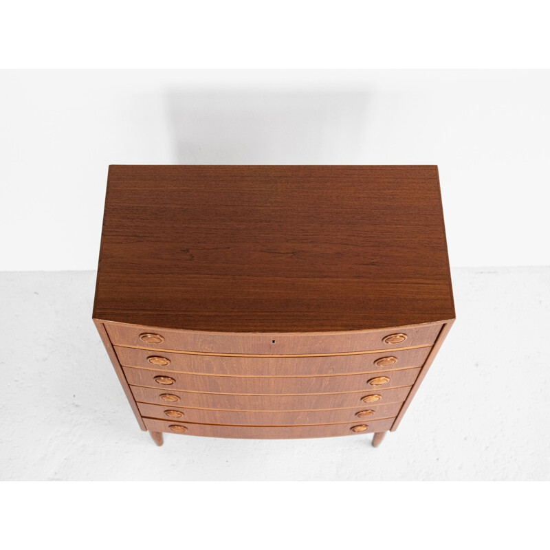 Danish Midcentury chest of 6 drawers in teak with bowed front by Kai Kristiansen 1960s