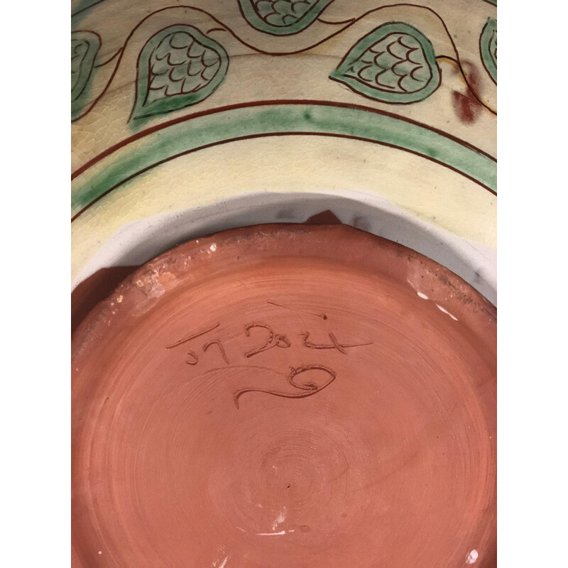 Vintage terracotta fruit bowl with figurative decoration, 1960 1970