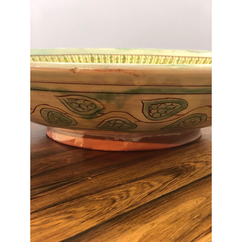 Vintage terracotta fruit bowl with figurative decoration, 1960 1970