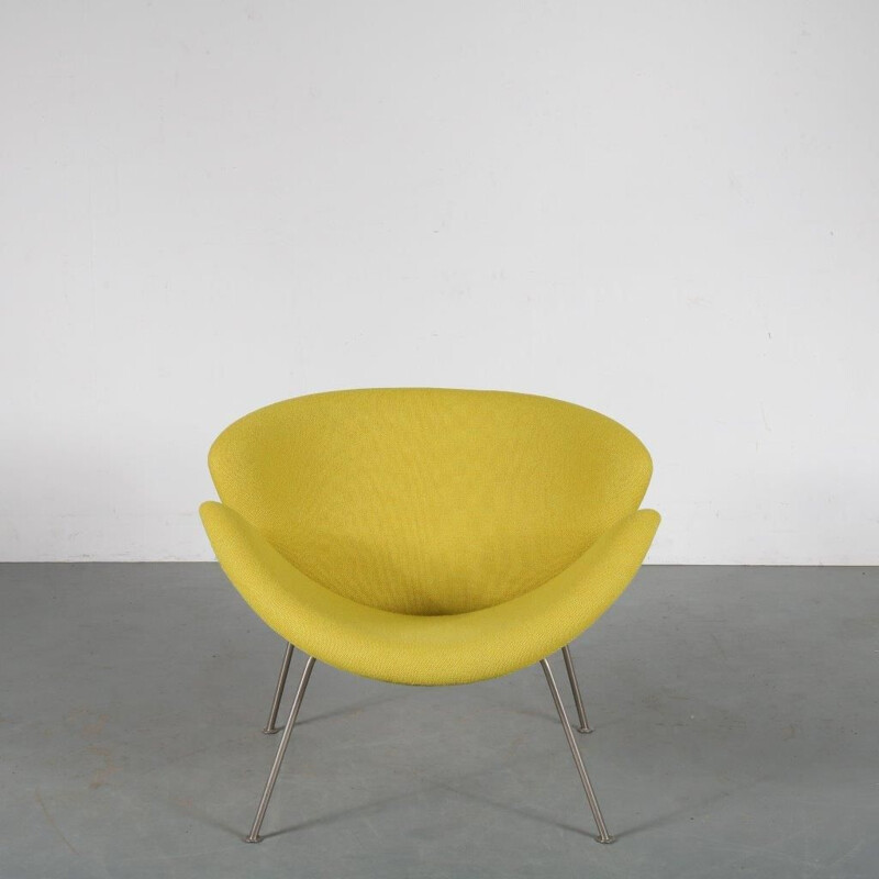 Fauteuil vintage Orange Slice jaune 1ere édition par Pierre Paulin pour Artifort 1950 