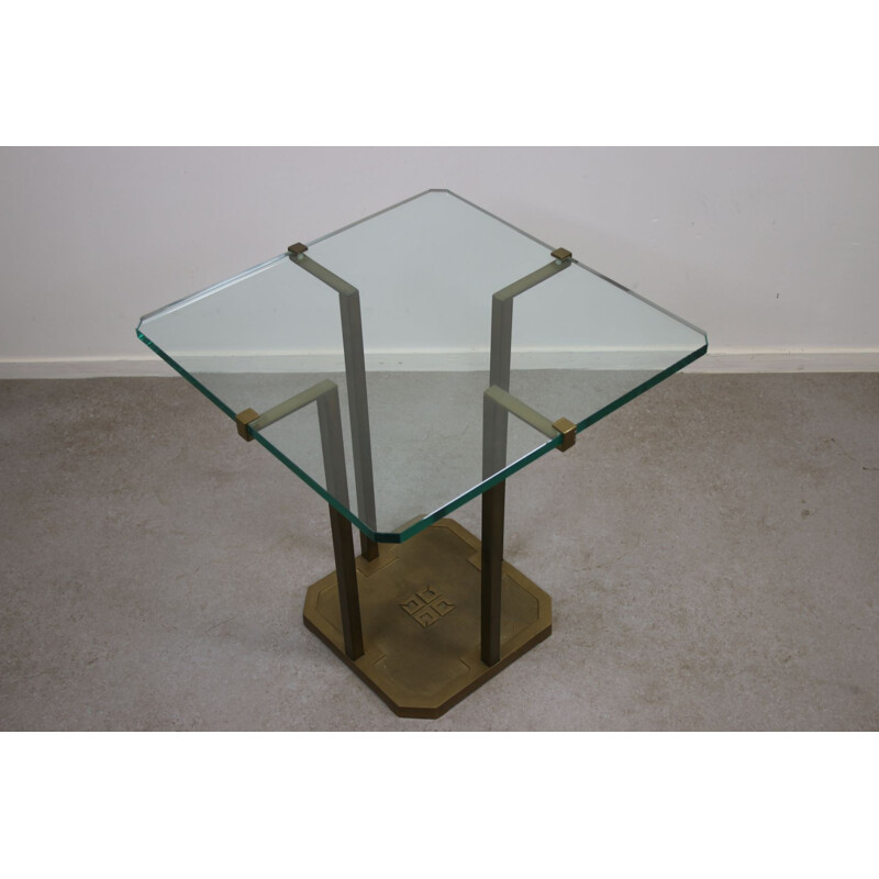 Brass & Glass Side Table by Peter Ghyczy, 1970s