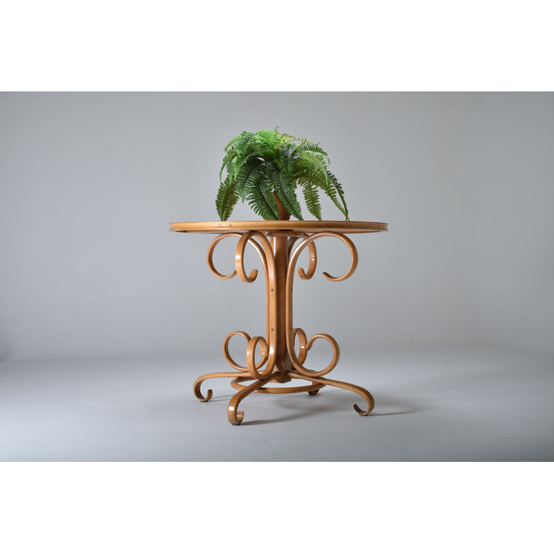 Vintage bentwood and cane side table