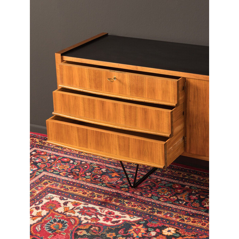 Vintage sideboard in walnut and black formica, Germany, 1950s