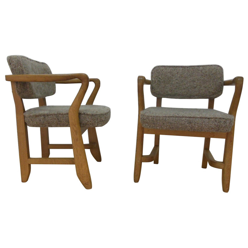 Pair of bridge armchairs, GUILLERME and CHAMBRON - 1970s