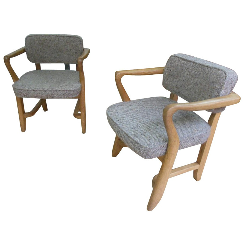 Pair of bridge armchairs, GUILLERME and CHAMBRON - 1970s