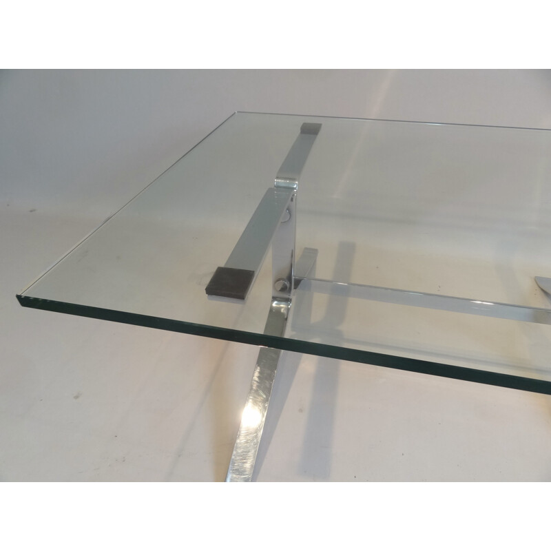 "Joker" Airbone coffee table in glass and chrome steel, Olivier MOURGUE - 1960s