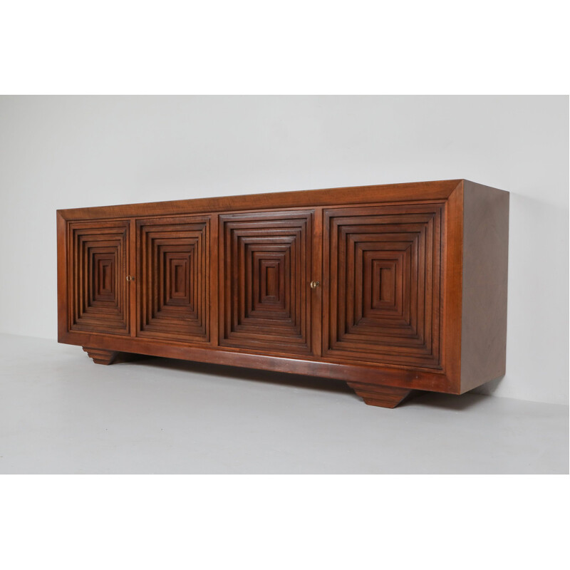 Vintage Carlo Scarpa credenza in walnut, Italy 1960