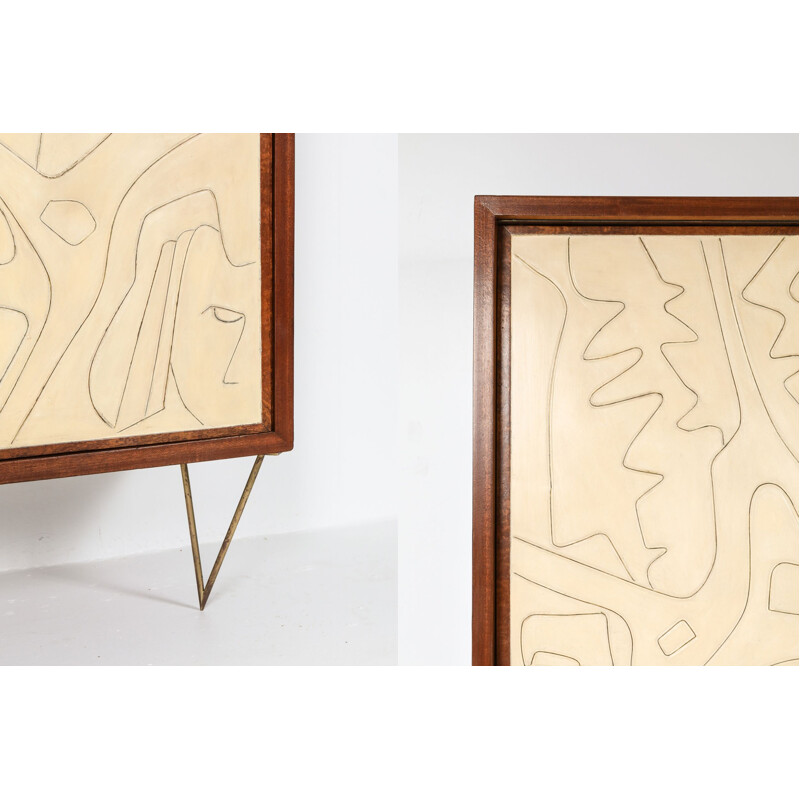 Cabinet, wood and brass by Victor Cerrato - 1950