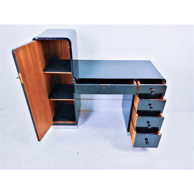 Vintage Ebonised Art Deco Desk 1950