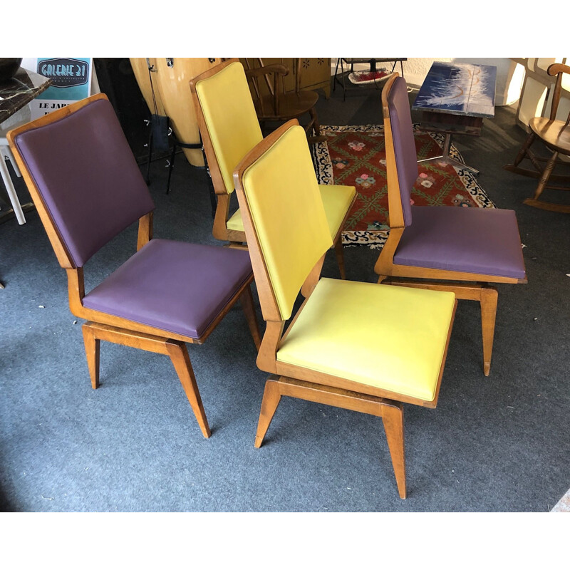 Set of 4 chairs in Mauritian oak pre 1950s