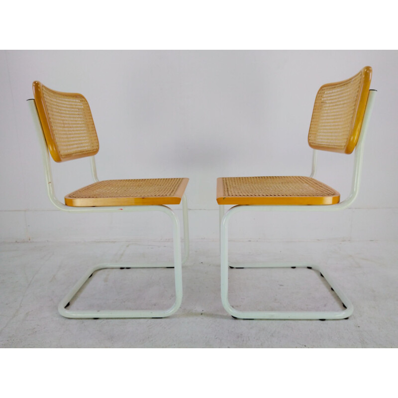 Paire de chaises Vintage Marcel Breuer B32 Cadre blanc