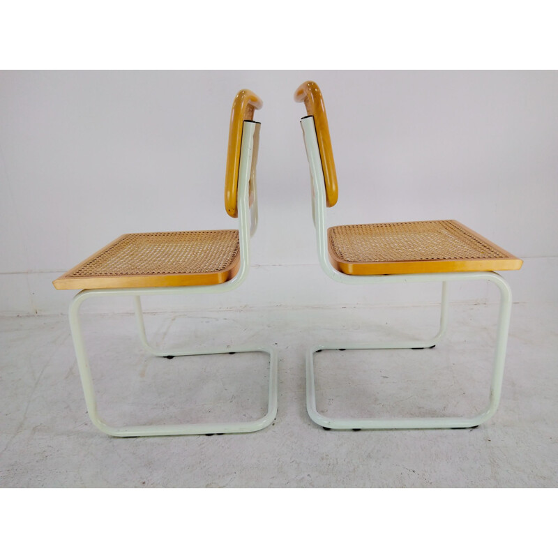 Pair of Vintage Marcel Breuer B32 Chair white frame