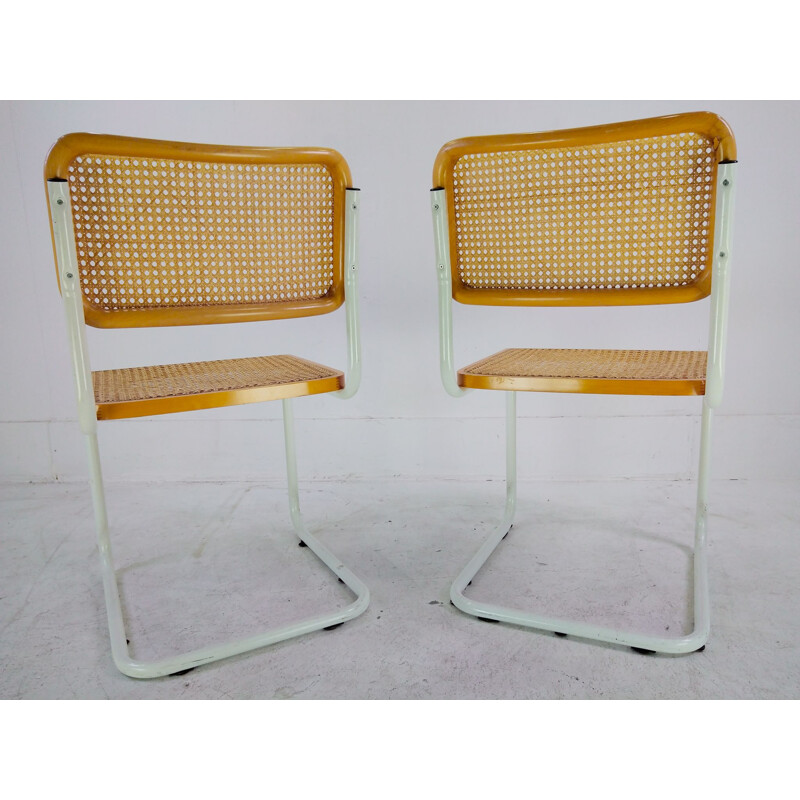 Pair of Vintage Marcel Breuer B32 Chair white frame