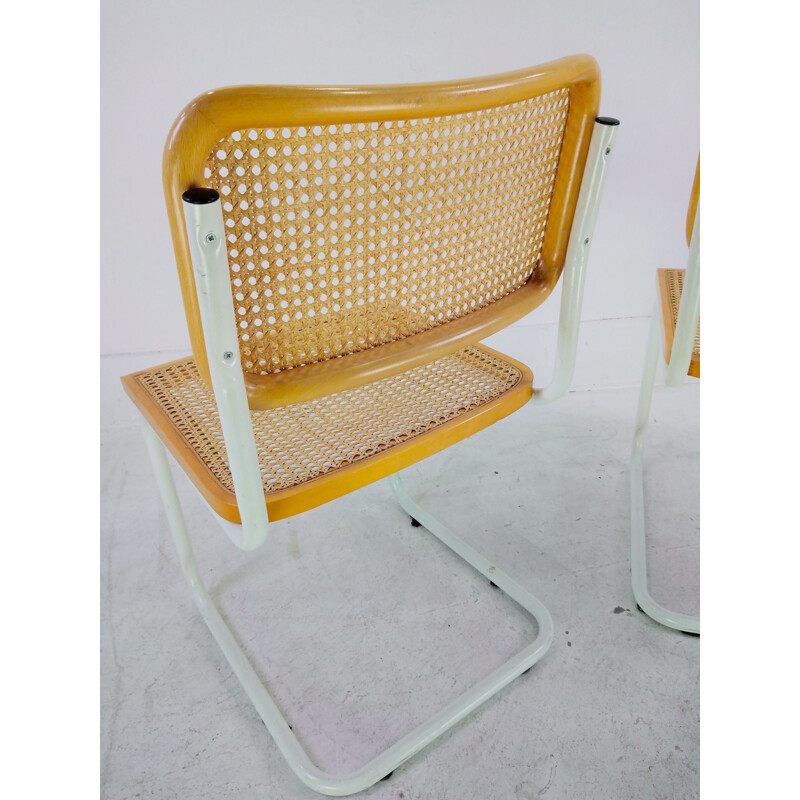 Pair of Vintage Marcel Breuer B32 Chair white frame