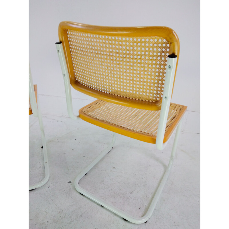 Paire de chaises Vintage Marcel Breuer B32 Cadre blanc