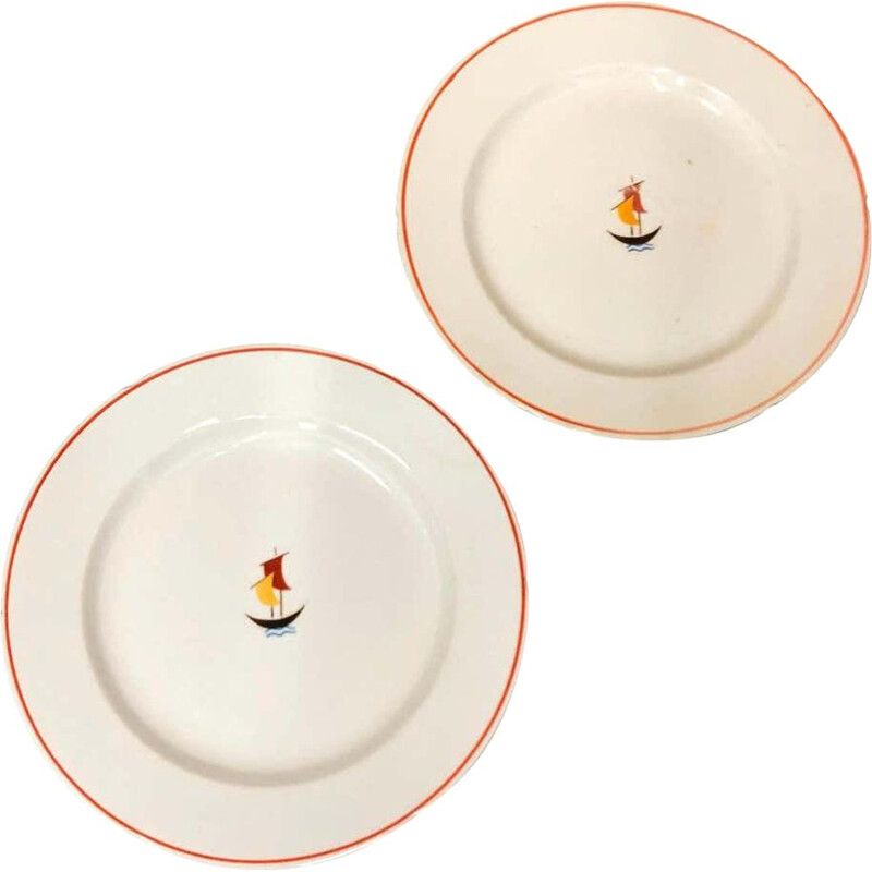 Set of Two Ceramic Plates by Gio Ponti for S.C. Richard 1935