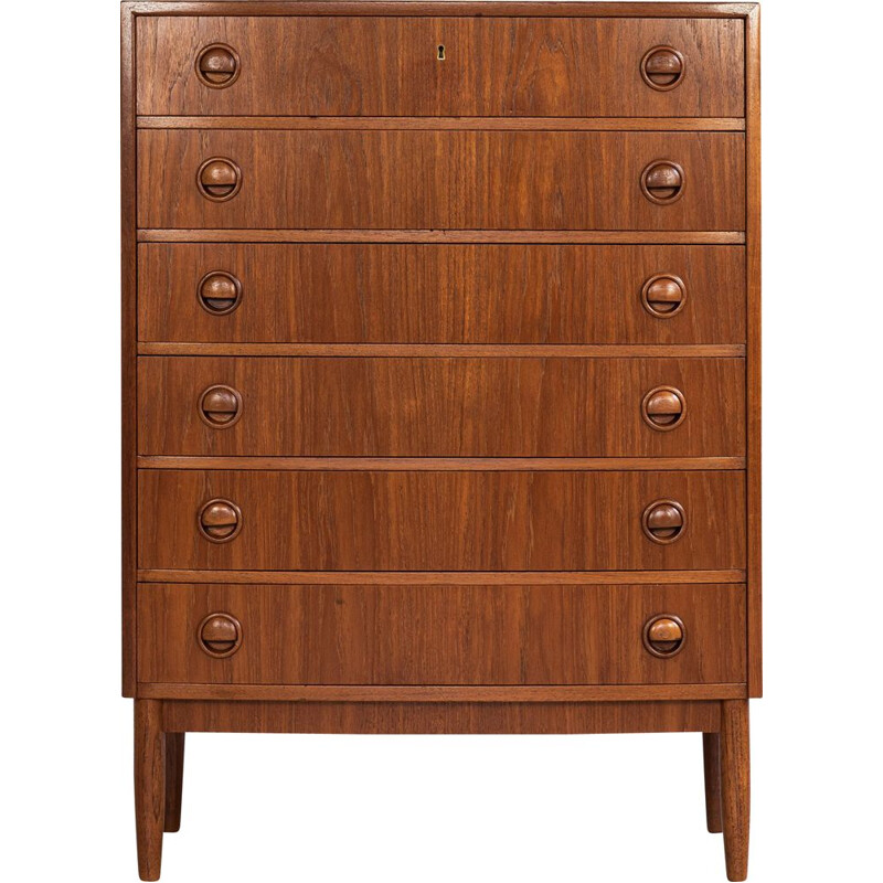 Danish Midcentury chest of 6 drawers in teak with bowed front by Kai Kristiansen 1960s