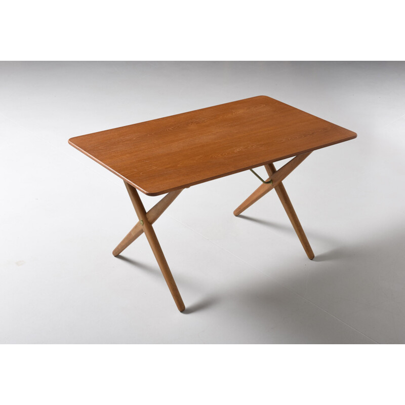 Andreas Tuck "AT308" coffee table in teak, oak & brass, H J WEGNER - 1950s