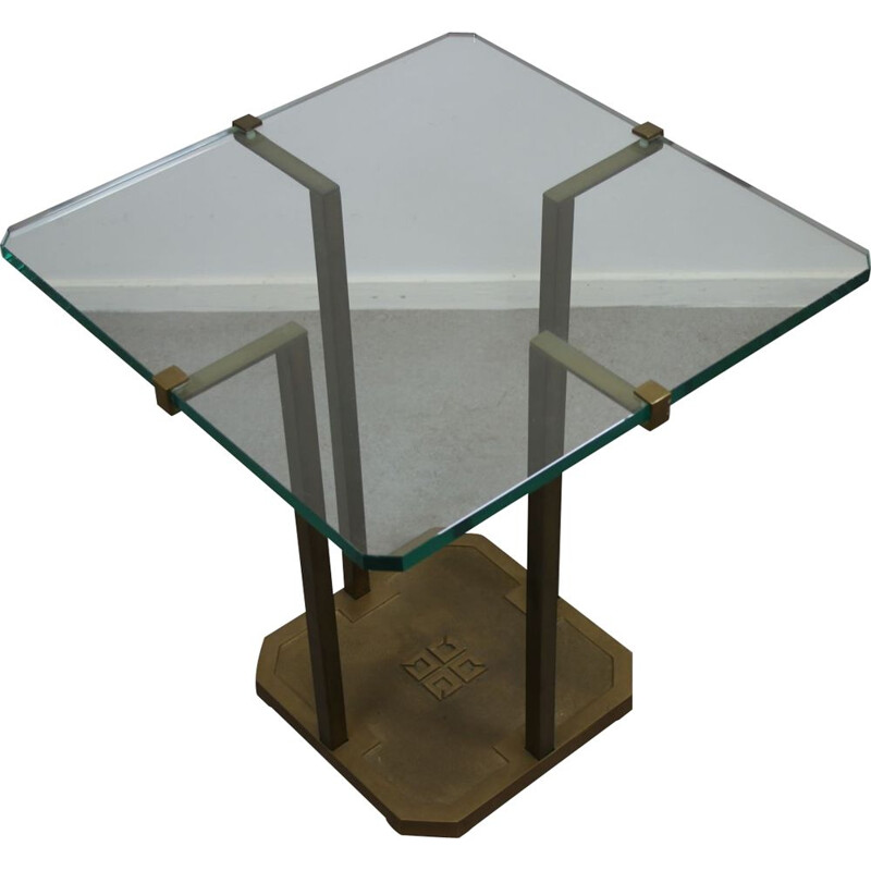 Brass & Glass Side Table by Peter Ghyczy, 1970s