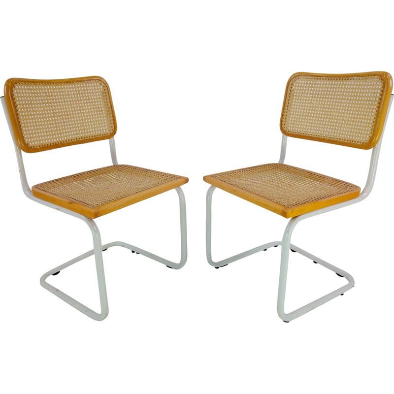 Paire de chaises Vintage Marcel Breuer B32 Cadre blanc