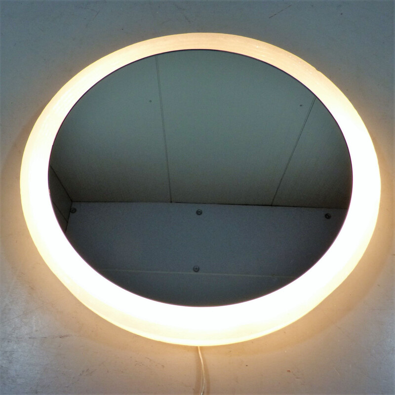 Miroir lumineux rond d'époque, Allemagne 1960