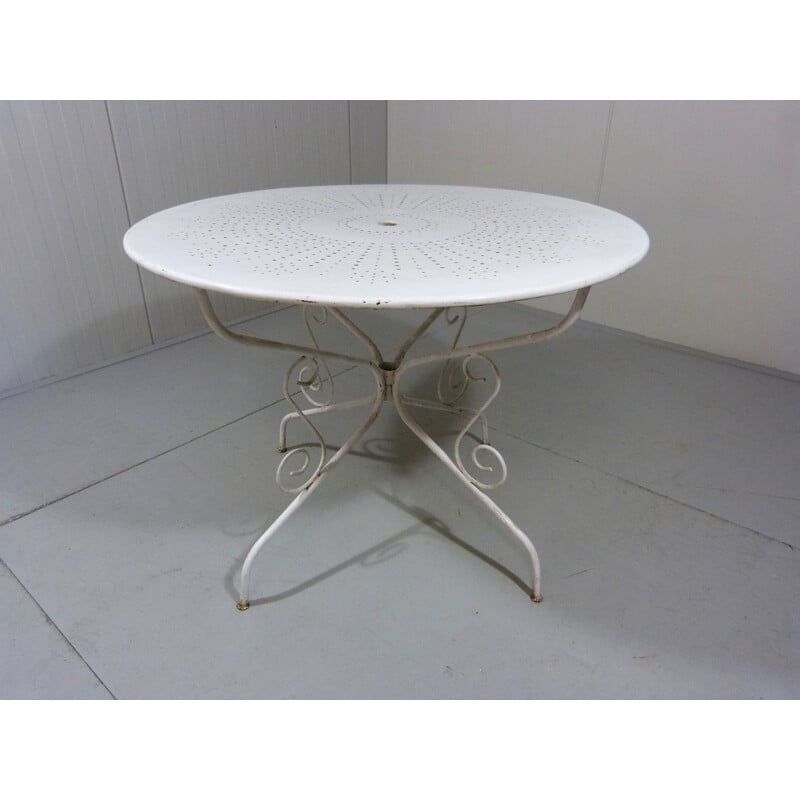 Ensemble de jardin avec table et 4 chaises en fer blanc vintage