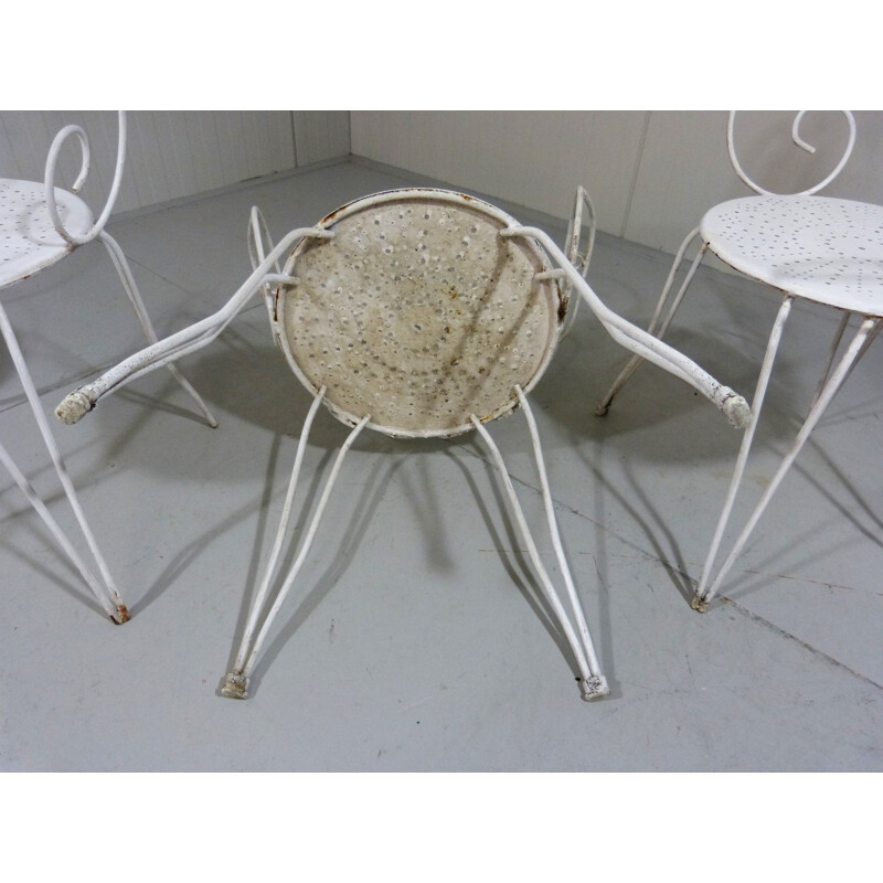 Vintage White iron garden set with table and 4 chairs