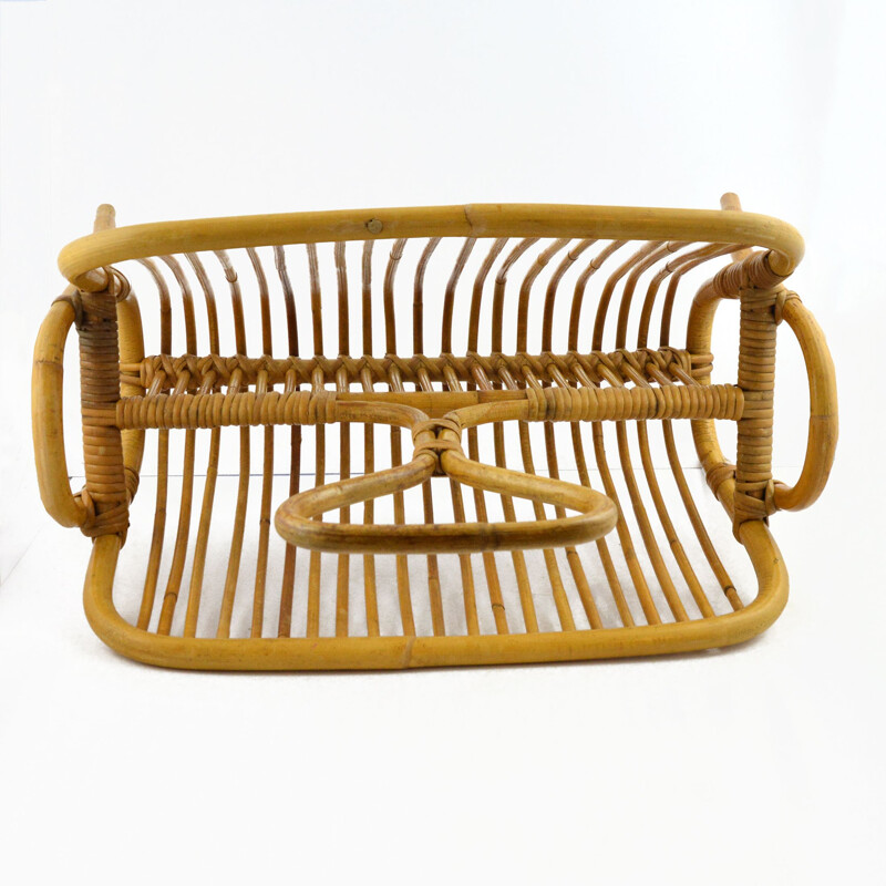 Vintage Newspaper rattan basket Belgium, 1970s