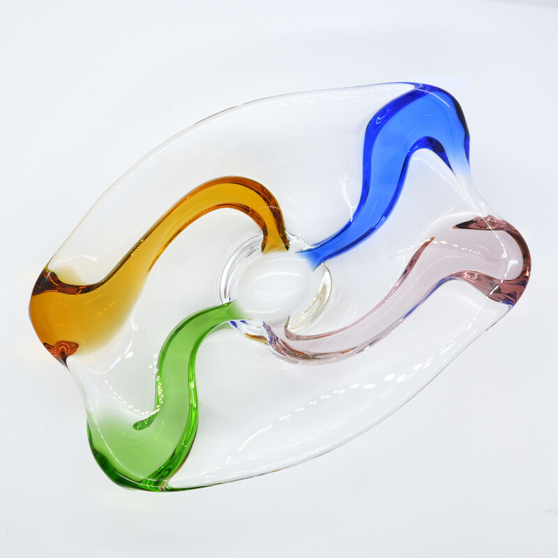 Vintage "Rhapsody" glass bowl by F. Zemek for Mstisov Moser - Karlovarske Sklo, Czechoslovakia, 1960s