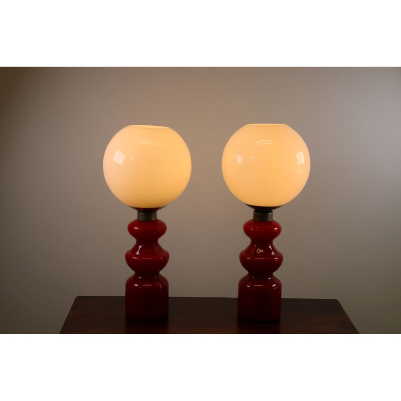 Pair of vintage Space Age Glass Table Lamps, 1960s